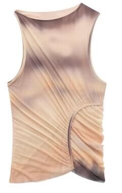 Zara NWOT Portugal Sleeveless Asymmetrical Ruched Mesh Top Small